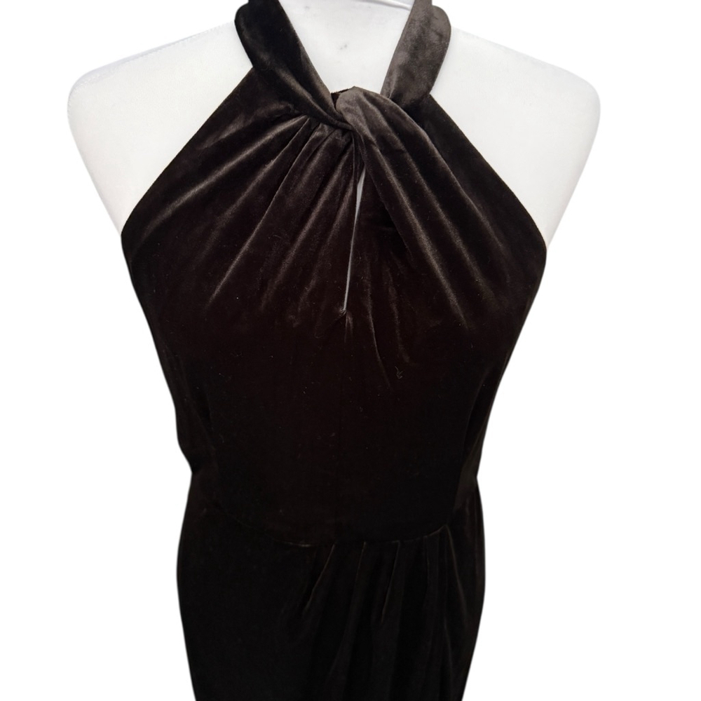 NWT MAIA Black Brown Velvet Halter Midi Dress Size 2 - Picture 5 of 9